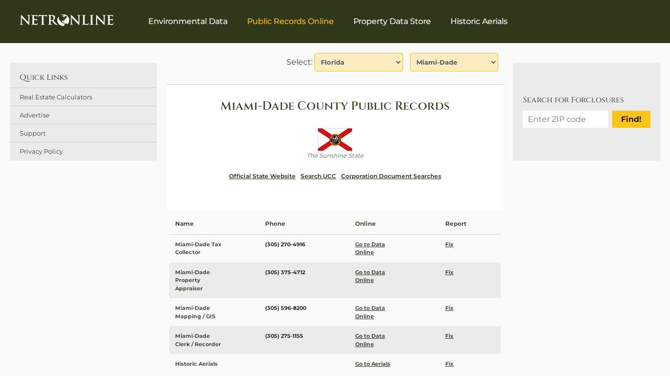 Miami-Dade County Public Records - NETROnline.com